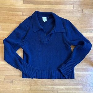 The Westside Navy Wool-Cashmere Blend Pullover with Collar, size XS